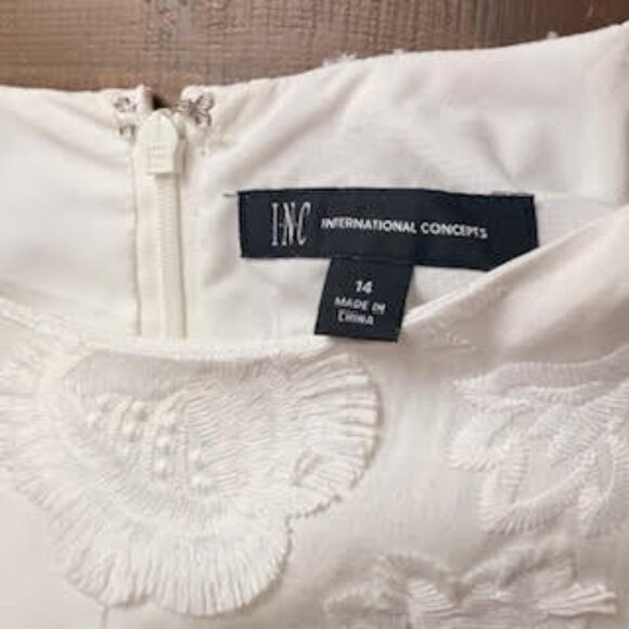 🤍INC White Textured Sleeveless Dress (Size 14) - Picture 4 of 10